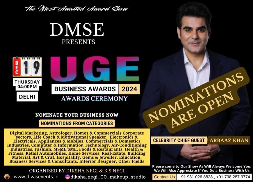 Grand Event: UGE Business Awards Show to be Held in Delhi on December 19