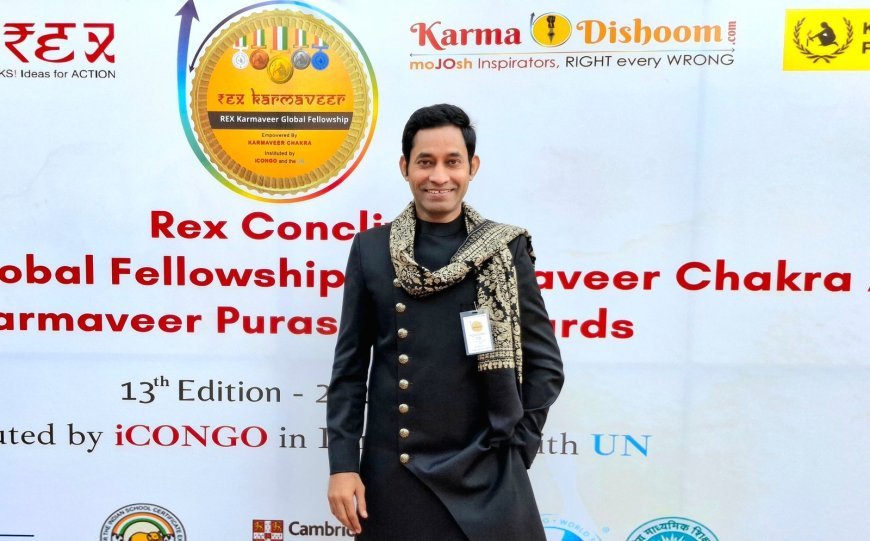 Educationist and Karate Coach Dr. Pradeep Kumar Yadav honored with the Rex Karmaveer Chakra Award by iCONGO in partnership with United Nation