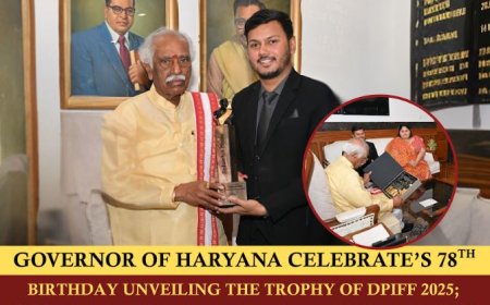 Marking His 78th Birthday, Governor Bandaru Dattatreya Unveils Prestigious DPIFF Awards 2025 Trophy Alongside CEO Abhishek Mishra at Haryana Raj Bhavan