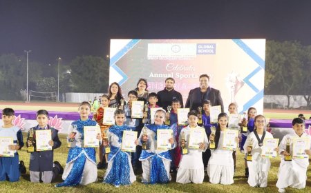 Olympian Ravi Kumar Dahiya praised the Richmondd Global School Students at Annual Sports Day Celebrations  “ENERGIA-2025” in Thyagraj Stadium 