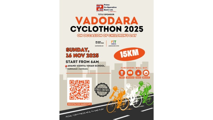 Pedal Towards Progress: Prime Co-op Bank Launches Vadodara Cyclothon for a Fitter India