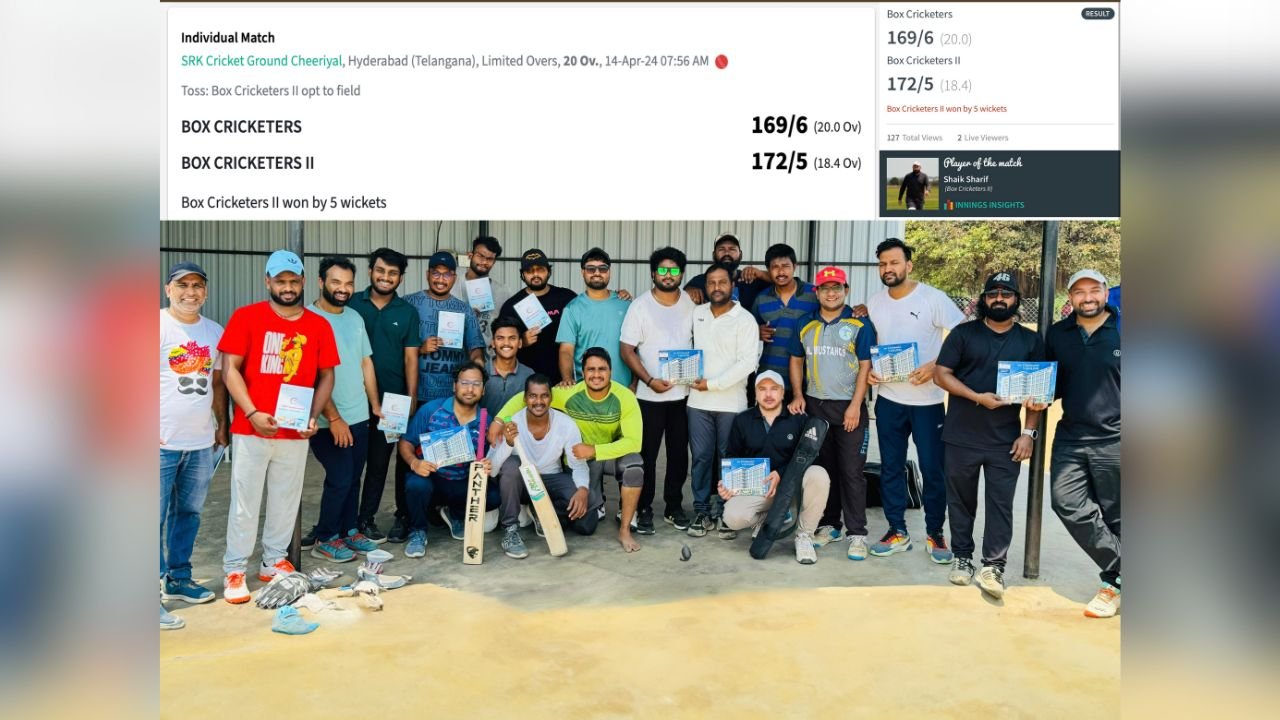 Thrilling Cricket Match Among Friends Box Cricketers vs. Box Cricketers II at SRK Keesara